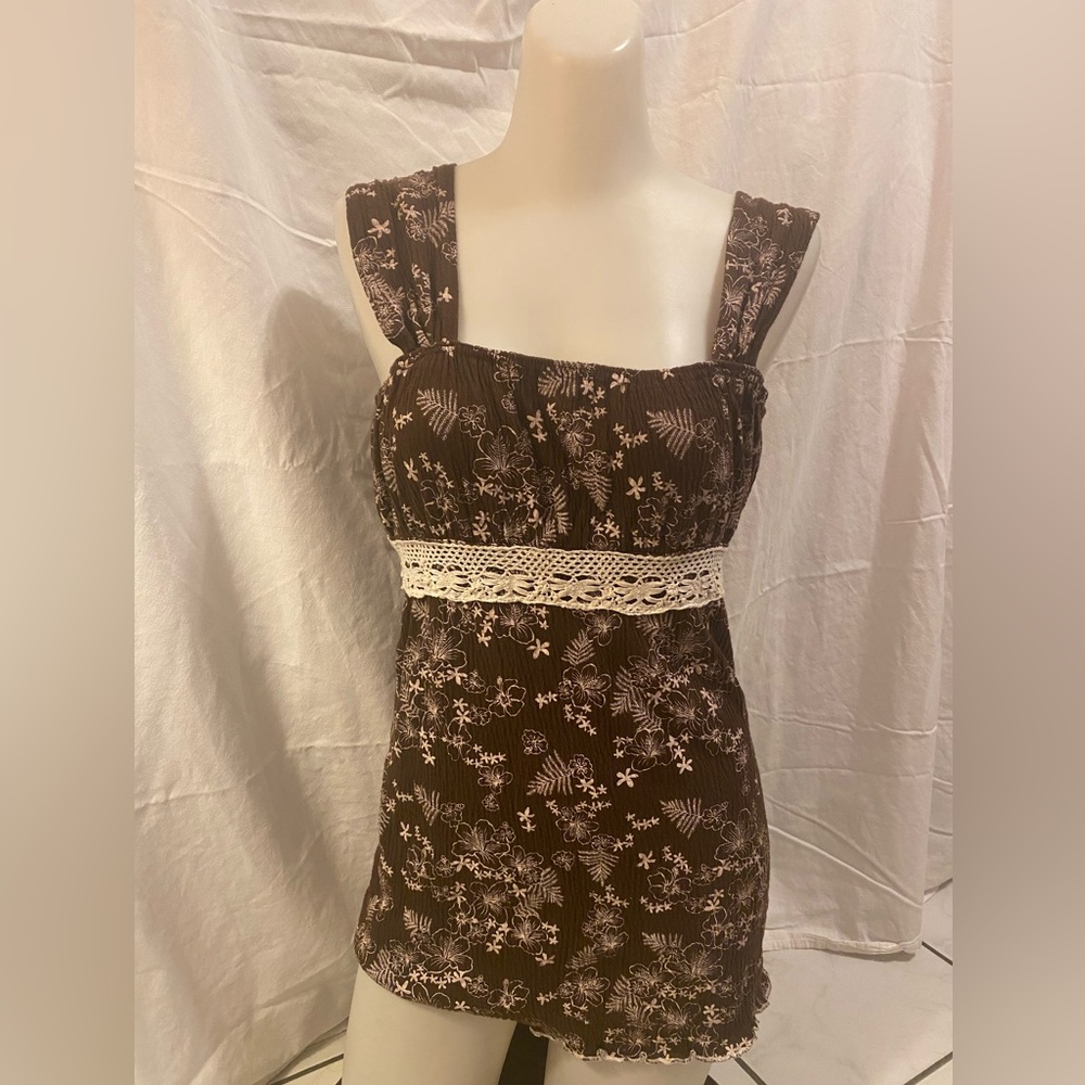 90s brown floral short sleeve